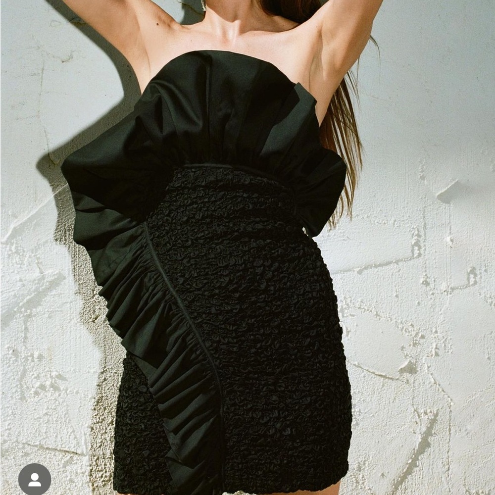 EUC MARA HOFFMAN BLACK POPCORN ALYCIA MINI DRESS $650 S - Picture 2 of 13